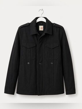 Relwen Wool‎ Blend Field Jacket Black Military Utility Coat Mens Large